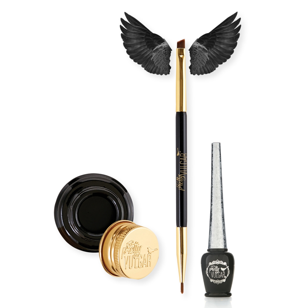 WingMaster Eyeliner Brush, The Ink Gel Eyeliner, & Vixen Glimmer Holographic eyeliner
