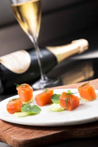 Marinated Wild Salmon and Crispy Cucumber Noodles 