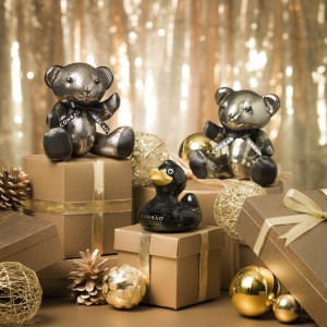 Christmas edition stylish black and gold bespoke Conrad Bear