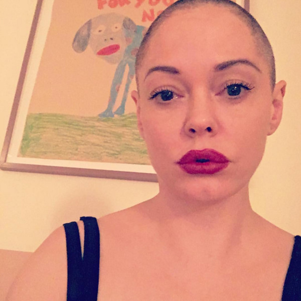 rose mcgowan shaved head beauty 