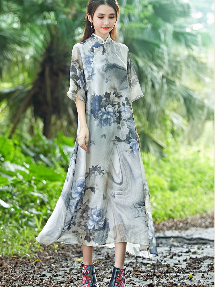 Zanse - Oriental Art Flare Cheongsam Dress (RM99.00) (Image: soyamo.com)