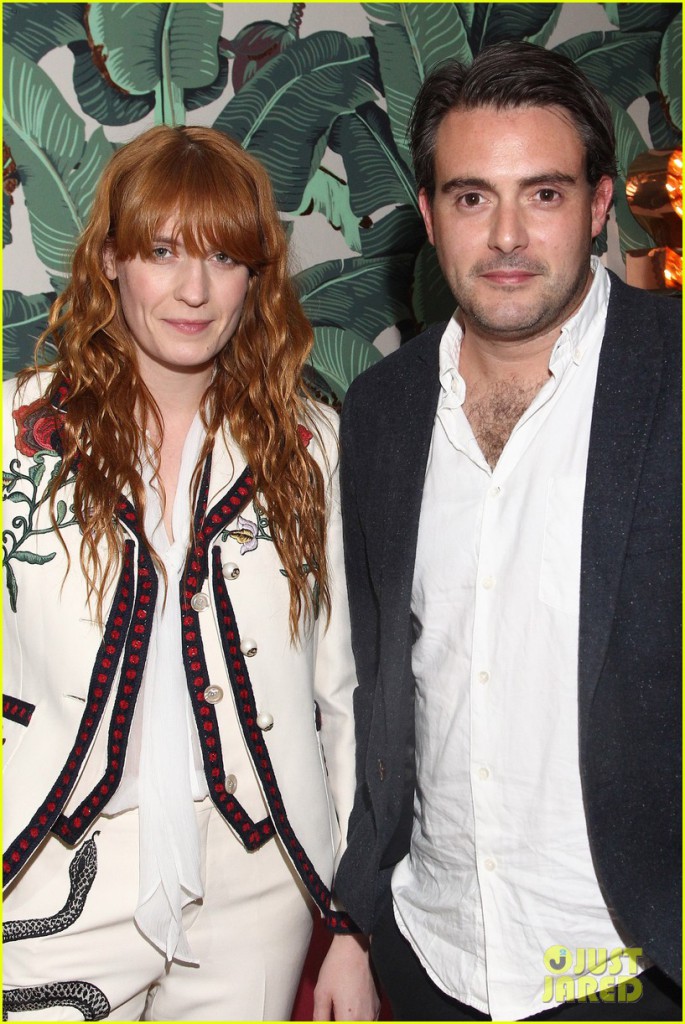 LOS ANGELES, CA - FEBRUARY 15: Musician Florence Welch (L) and guest attend the Absolut Elyx Hosts Mark Ronson's Grammy's Afterparty at Elyx House Los Angeles on February 15, 2016 in Los Angeles, California. (Photo by Tommaso Boddi/Getty Images for Absolut Elyx)