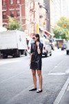 leather dress and flats