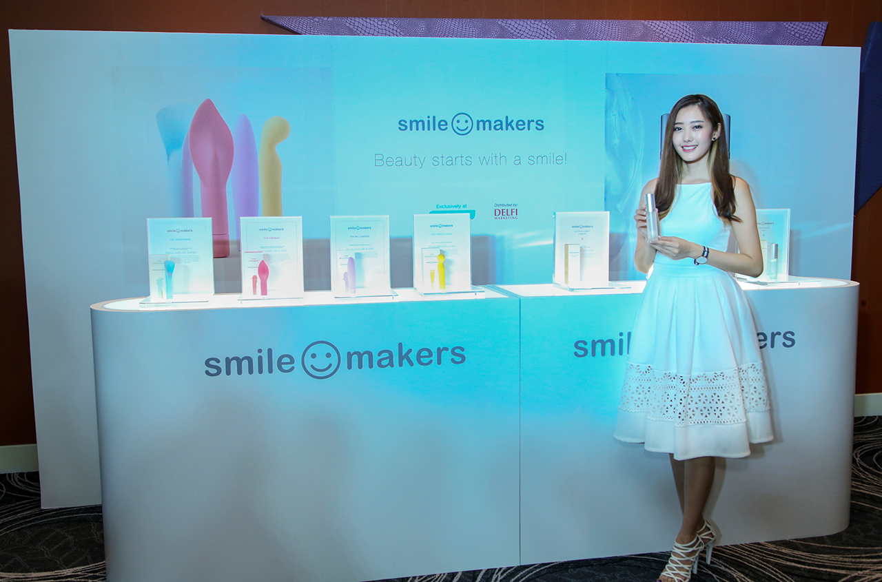The display of Smile Makers Personal Massagers and Lubricants during the media launch