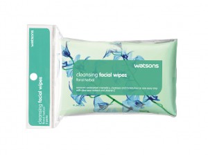 Watsons Facial Wipes - remove waterproof cosmetics and moisture skin with aloe vera extract and Vitamin E