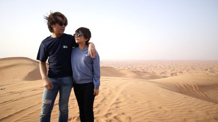 At the desert, where Akim and Stacy experience the exciting sand dune bashing in a 4WD jeep and viewed the beautiful sunset.