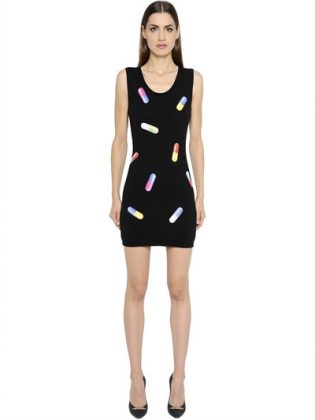 MOSCHINO PILL PRINTED WOOL KNIT PENCIL DRESS