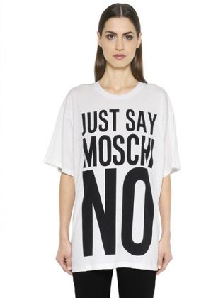 MOSCHINO OVERSIZED JUST SAY PRINT JERSEY T-SHIRT