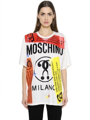 MOSCHINO OVERSIZED LABELS PRINTED JERSEY T-SHIRT