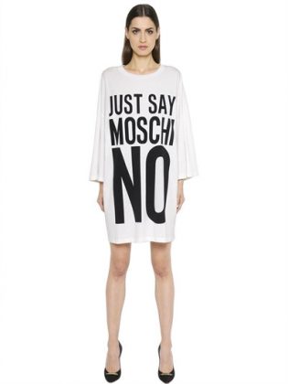 MOSCHINO OVERSIZED JUST SAY PRINT JERSEY DRESS