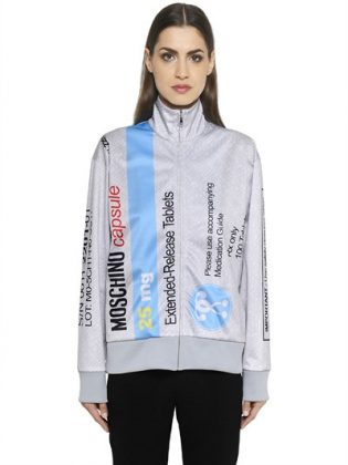 MOSCHINO PILL PACK PRINTED ZIP-UP SWEATSHIRT