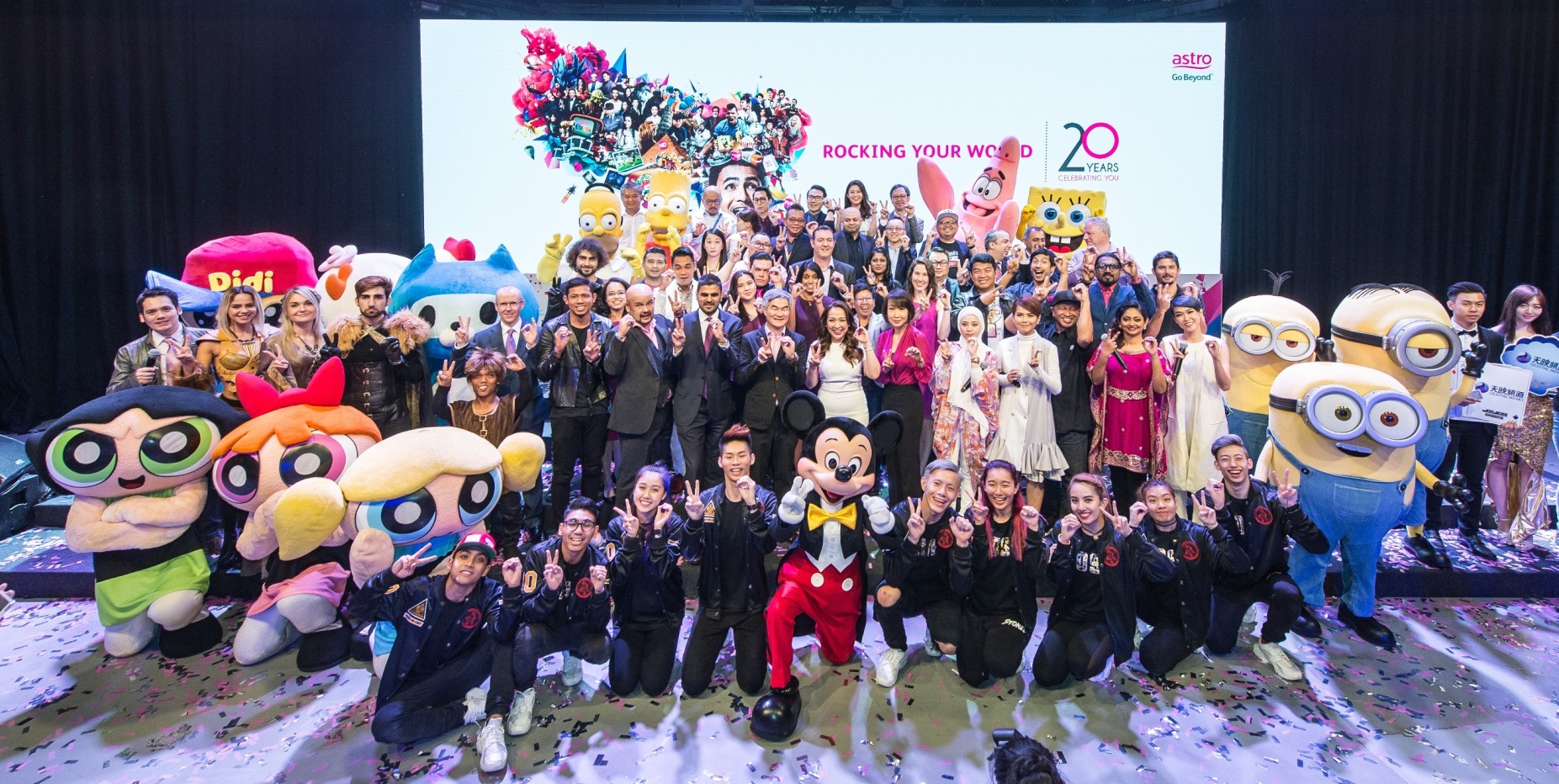 Astro Management, Talents, Channel Partners and Popular Characters at Astro's 20th Anniversary Celebration event.