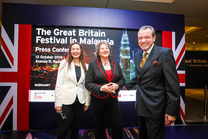 The Great Britain Festival-(L) Ms Sue Wang from Avenue K, H.E. Vicki Treadell CMG MVO the British high Comissioner to Malaysia and Dato' Nicholas M. Pinder at the Press Conference.