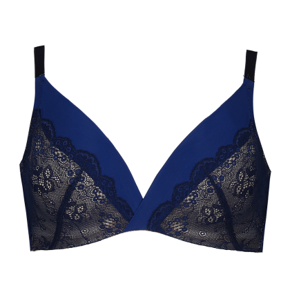 XIXILI Sonia #fabulouslyCHIC collection, Deep Plunge Push Up Bra in Cobalt Blue - Pamper.My