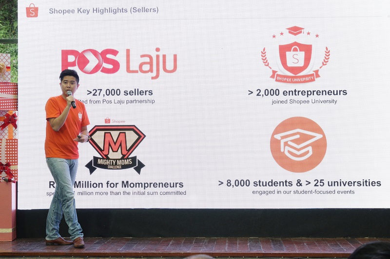 Shopee Regional Managing Director, Ian Ho presenting Shopee key highlights during the event - Pamper.My