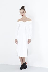 SHER Défilé 2016: Caia Two Way Midi Shirt Dress in White - Pamper.My