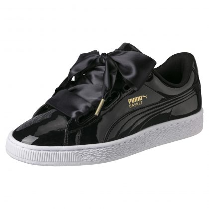 PUMA Basket Heart Sneakers, Black Ribbon - Pamper.My