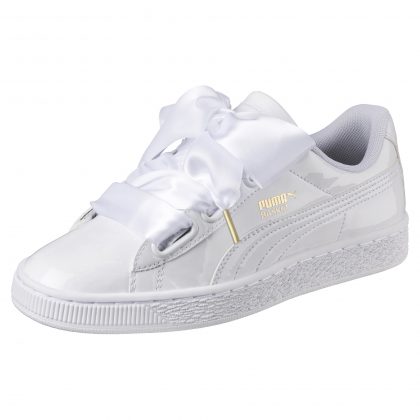 PUMA Basket Heart Sneakers, White Ribbon - Pamper.My