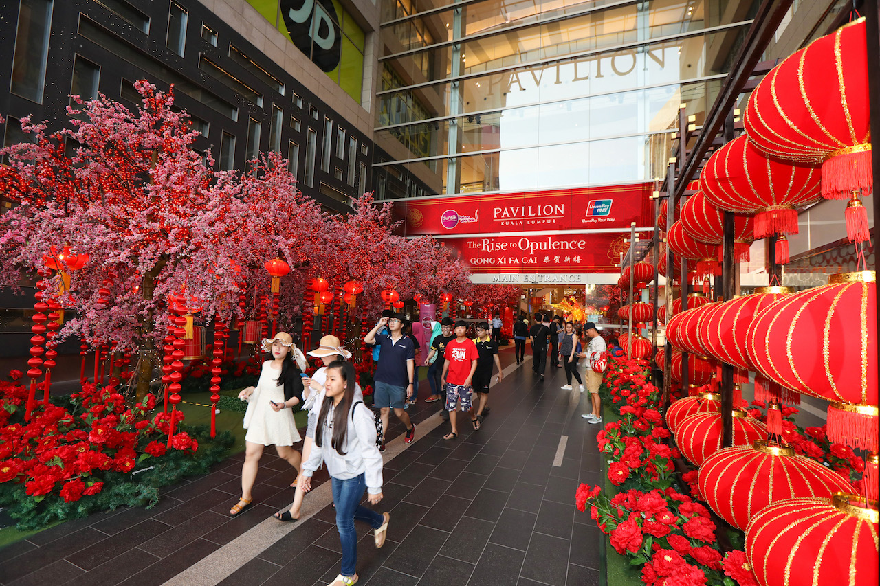 The captivating spring flowers décor at the Main Entrance of Pavilion KL