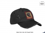 Black Worn Hat with Frayed Patch