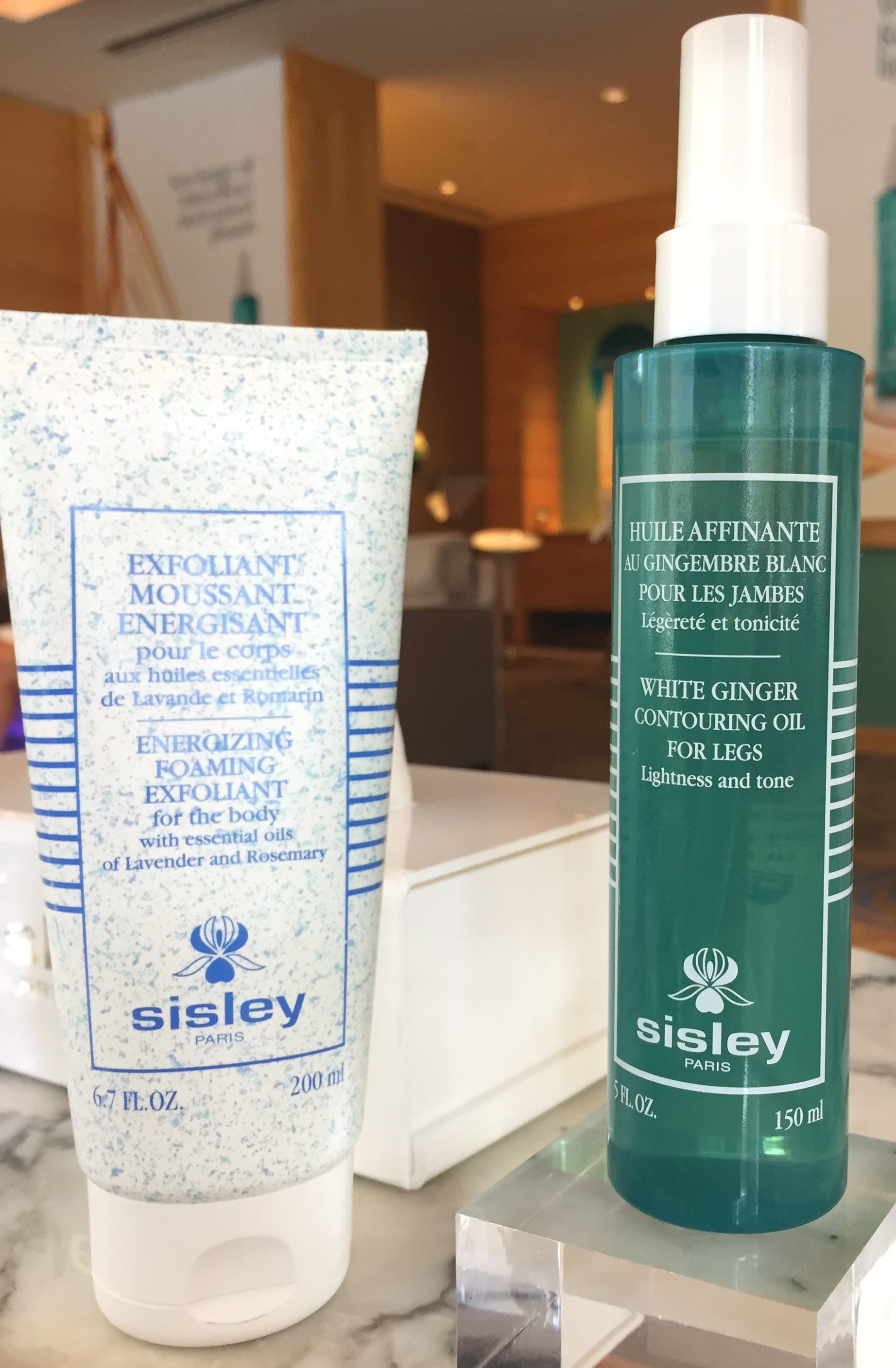 Sisley Energizing Foaming Exfoliant and White Ginger Contouring Oil For Legs-Pamper.my