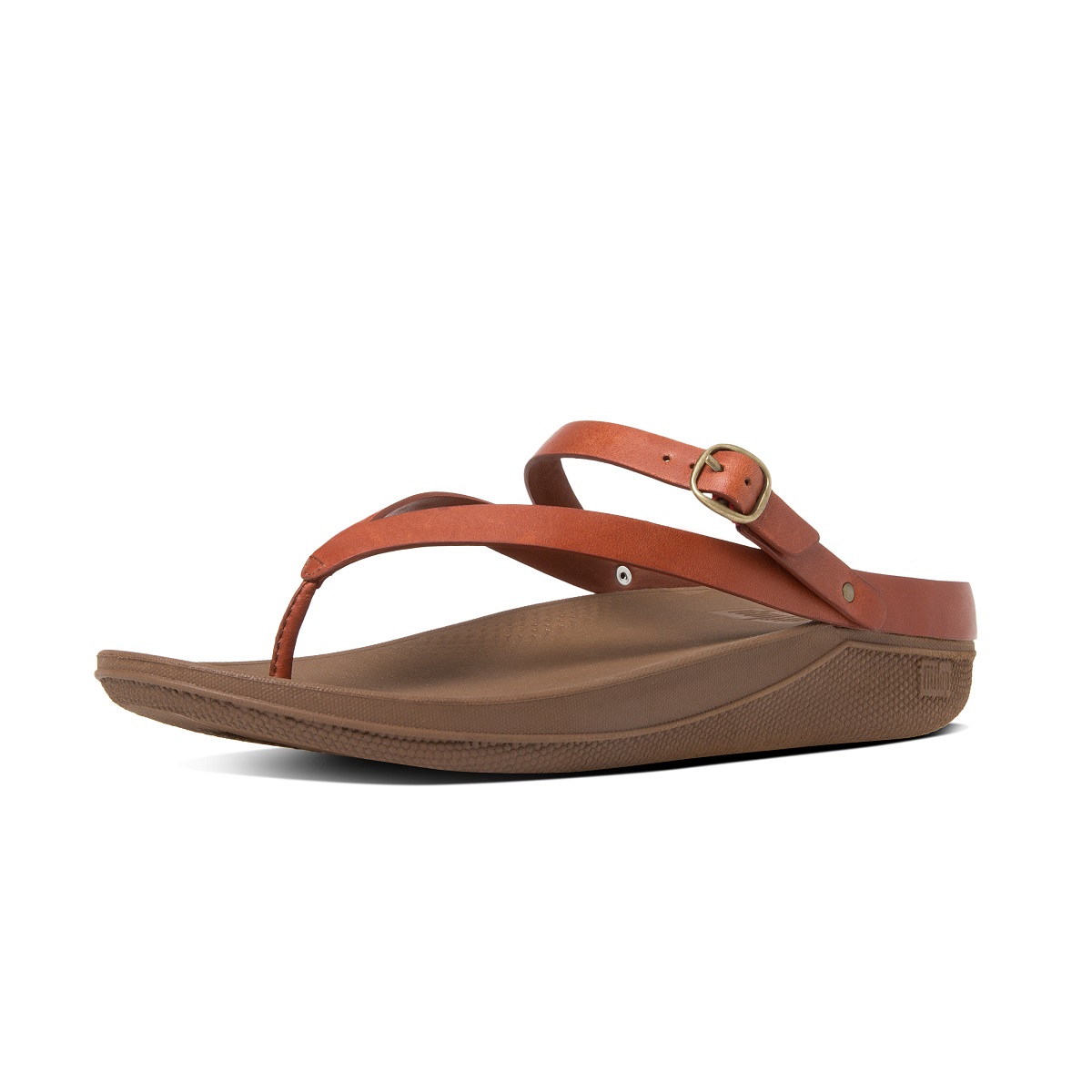 FitFlop Flip Leather Sandals in Dark Tan-Pamper.my