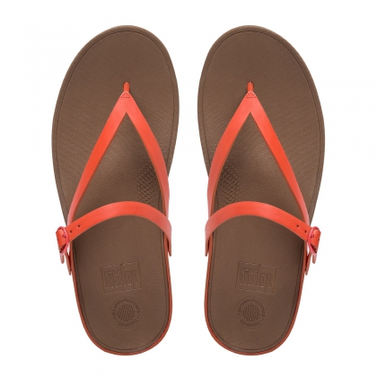 FitFlop Flip Leather Sandals in Flame-Pamper.my