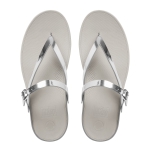FitFlop Flip Leather Sandals in Silver-Pamper.my