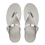 FitFlop Flip Leather Sandals in Silver-Pamper.my