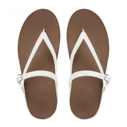 FitFlop Flip Leather Sandals in White-Pamper.my