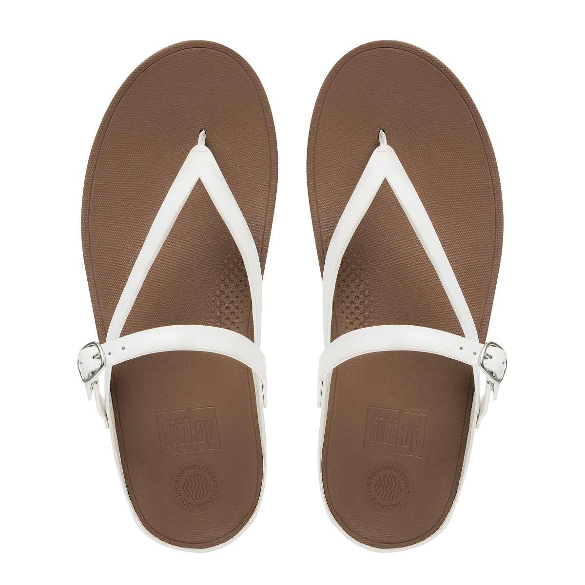 FitFlop Flip Leather Sandals in White-Pamper.my