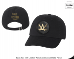 Black Hat with Leather Patch and Crown Metal Piece