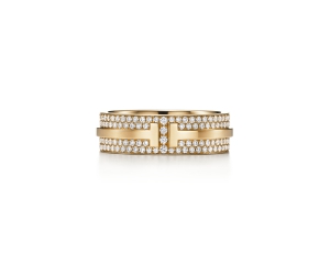 Tiffany & Co. T Two Ring in 18K Gold with Pave Diamonds-Pamper.my