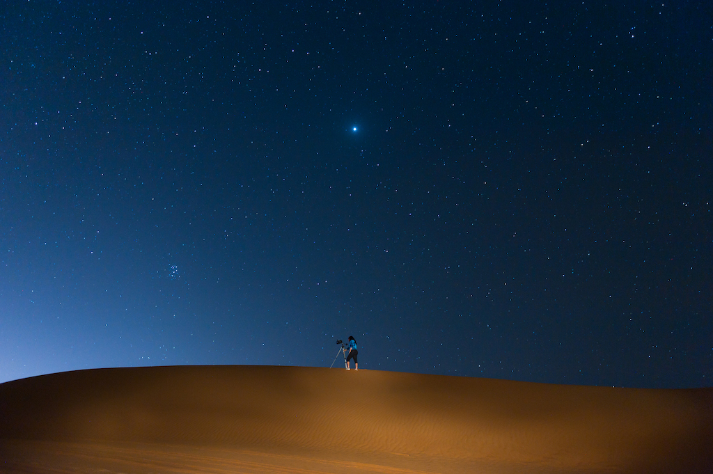 In the dark night sky, the boundless desert has the best view of the stars