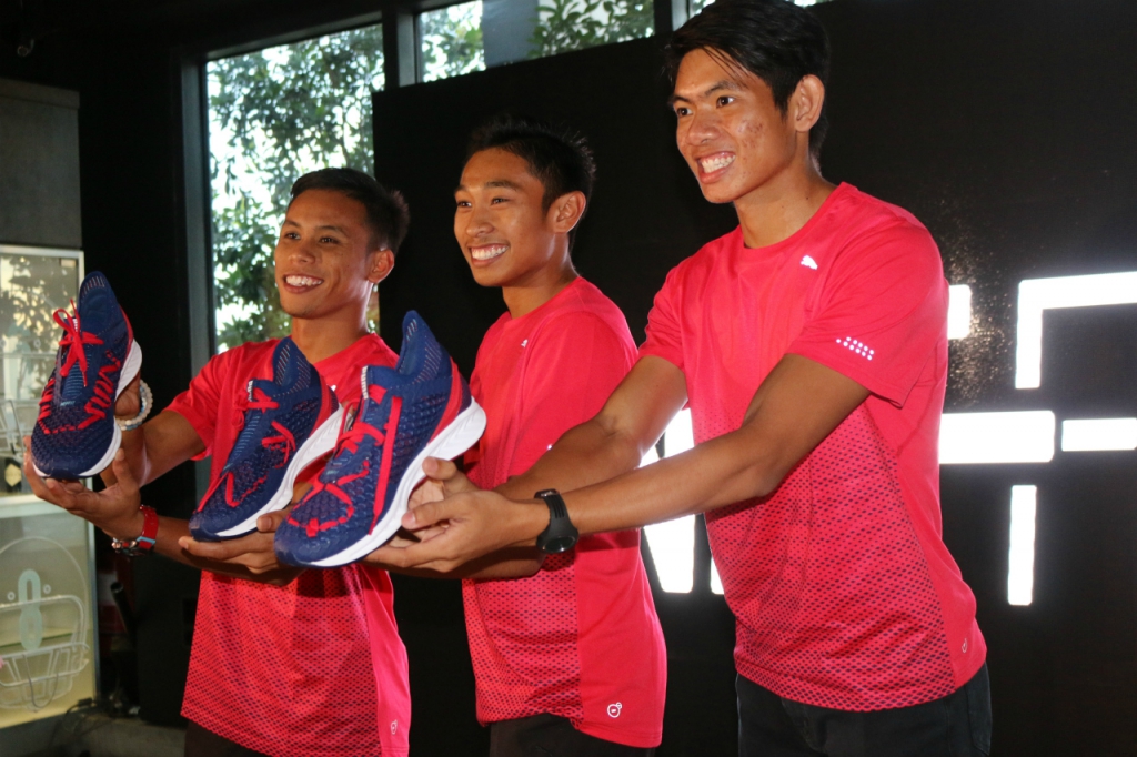 From right: Quek Lee Yong, Khairul Hafiz Jantan and Badrul Hisyam Abdul Manap at the launch of PUMA NETFIT Technology yesterday