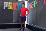 Peter Lee Jae Yoon visiting the PUMA Netfit pop-up store.