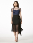 Duchess and Co SAGITTARIUS NET TOP BLUE – RM259 & LEO MIDI FRILLS FEATHER SKIRT – RM339-min