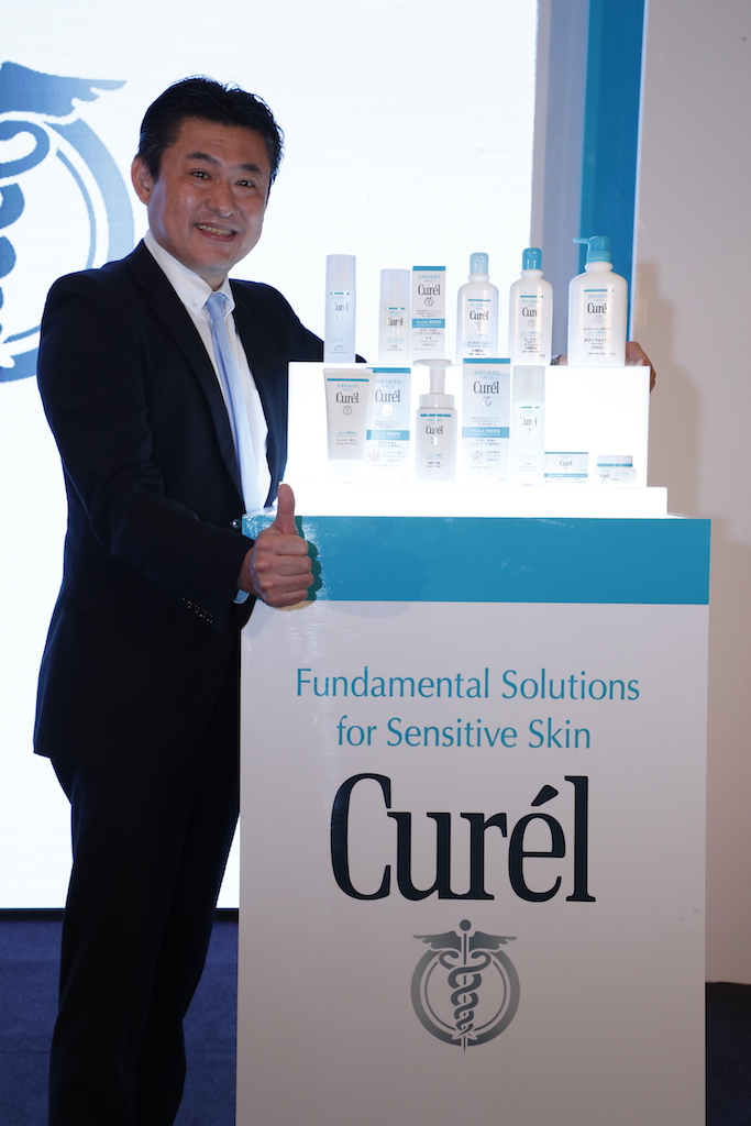 Mr. Masaki Fujiwara (President of KAO Malaysia) launched the Curel brand at the media launch yesterday