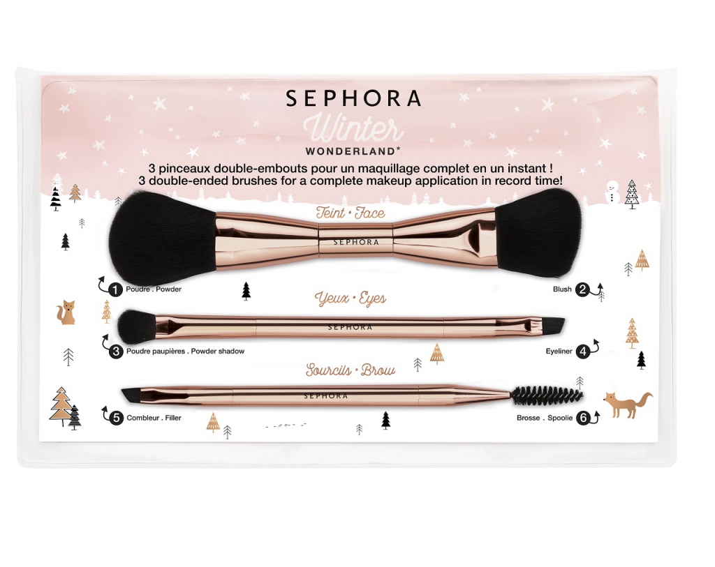Sephora Collection Winter Wonderland, 3 Double Ended Brushes Set-Pamper.my