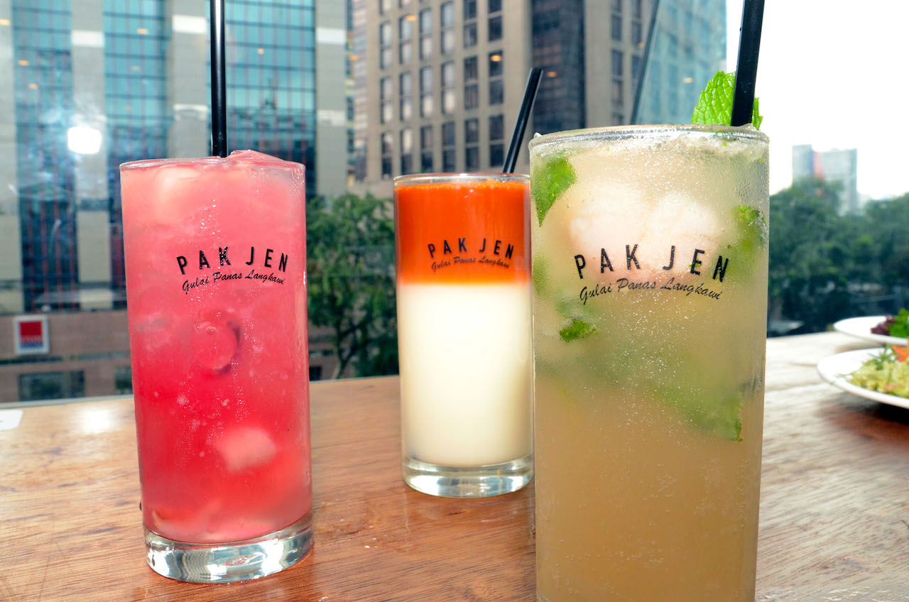 Pak Jen_s signature drinks - from left - Cenang Ais, Teh Ais and Lychee Mojito