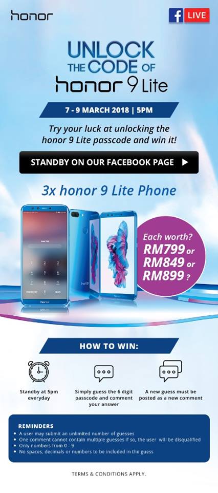 Unlock the code of honor 9 lite