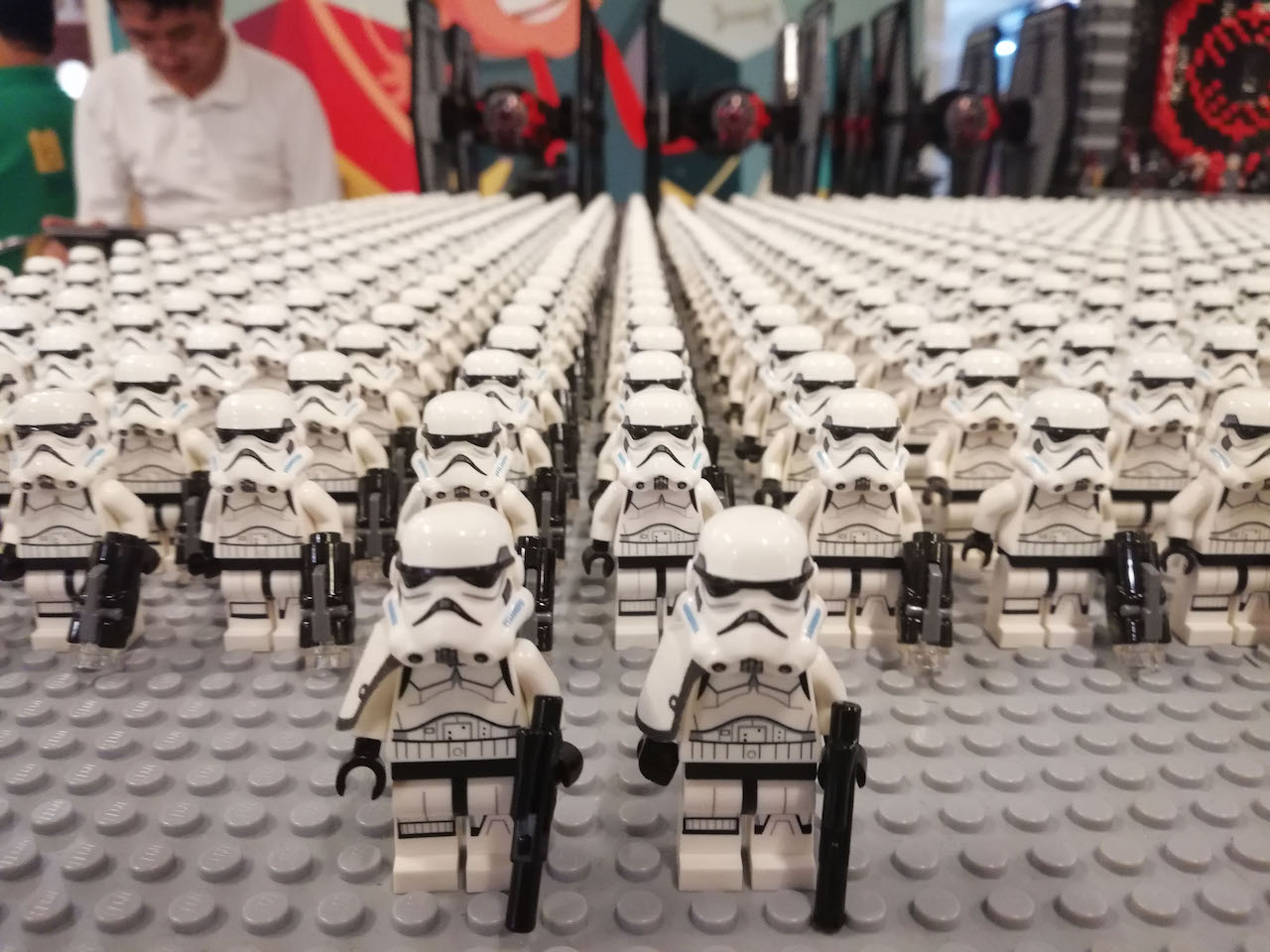 Hundreds of Stormtrooper lego on display