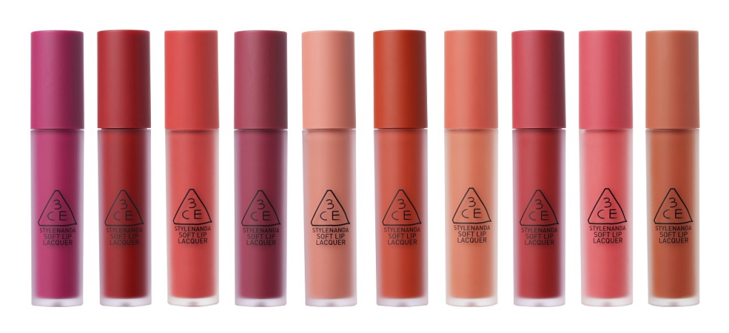 3CE SOFT LIP LACQUER range