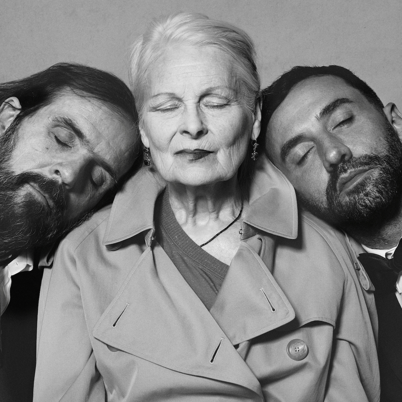 (from left) Riccardo Tisci, Vivienne Westwood and Andreas Kronthaler (credit: Courtesy of Burberry_ Brett Lloyd)