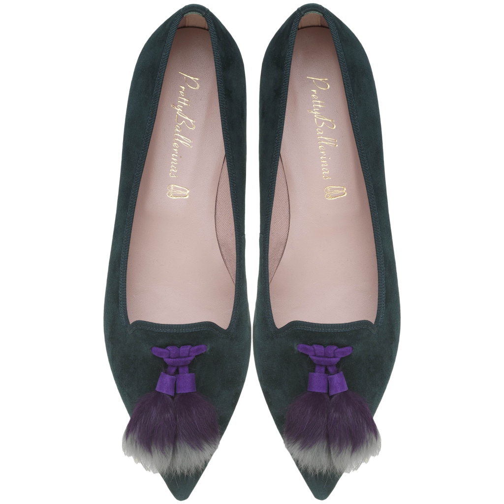 Ella green and purple fur tassel - pair_PVP 179-min