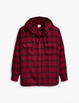 Oversized Hooded Worker Shirt Jacket – Serval Crimson – RM329