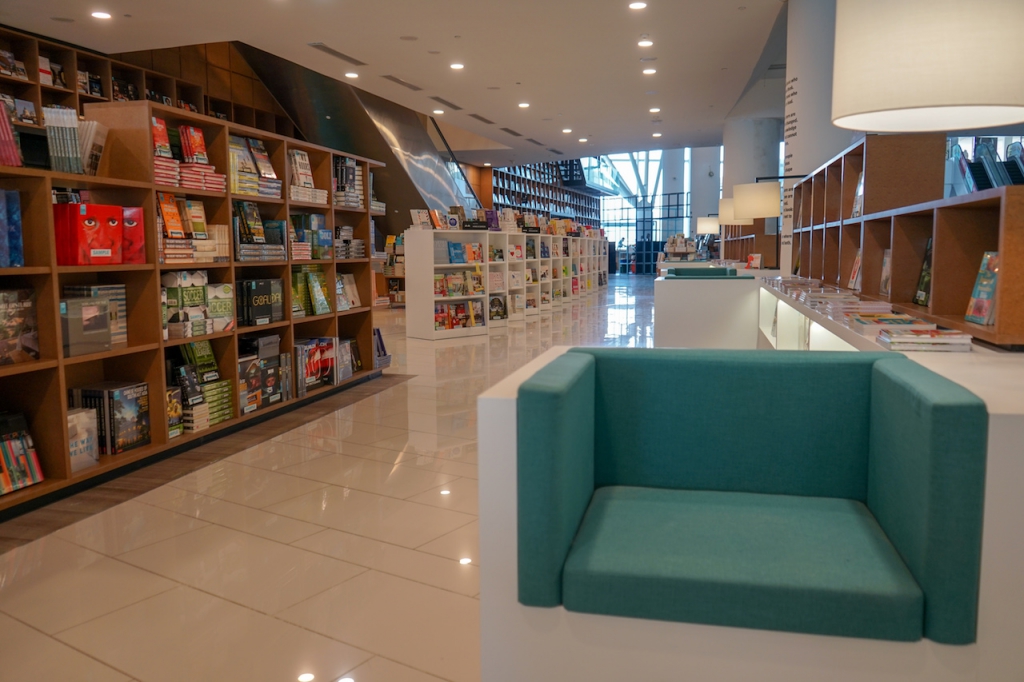 Comfortable reading spaces for customers to browse the sample books available