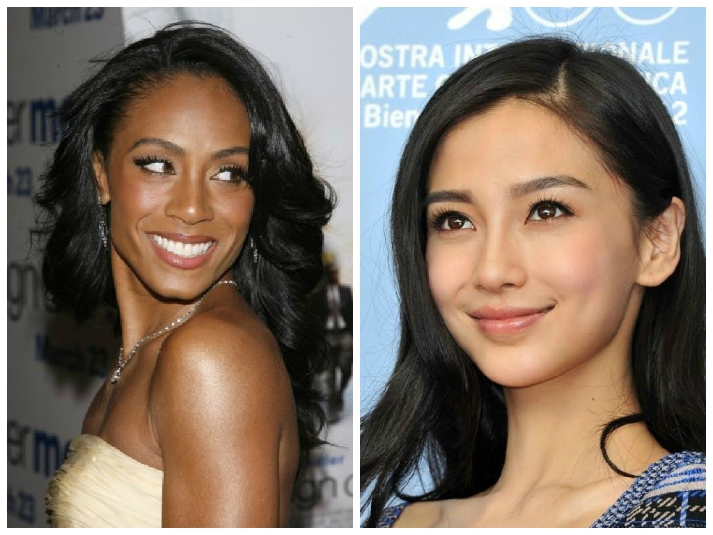 Jada Pinkett Smith and Angelababy goes for a soft shade of black to match their hair. (Credits: hairworldmag.com)